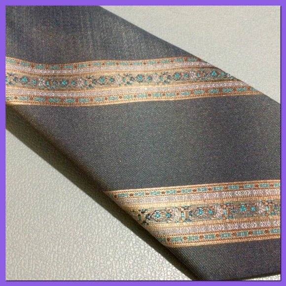 Vtg Patterned Stripe Tie_147 - Picture 2 of 6